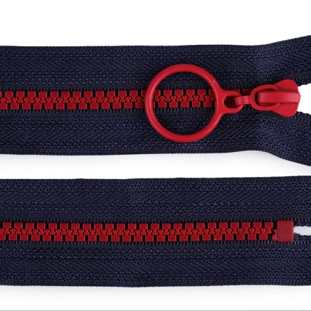 Reißverschluss - 25 cm Länge - dunkelblau - rot